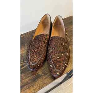 Madewell 6.5 The Frances Skimmer Loafers Calf Hair Leopard Brown Pointed Flats